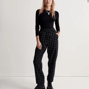 Madewell Black Windowpane Straight-Leg Pants